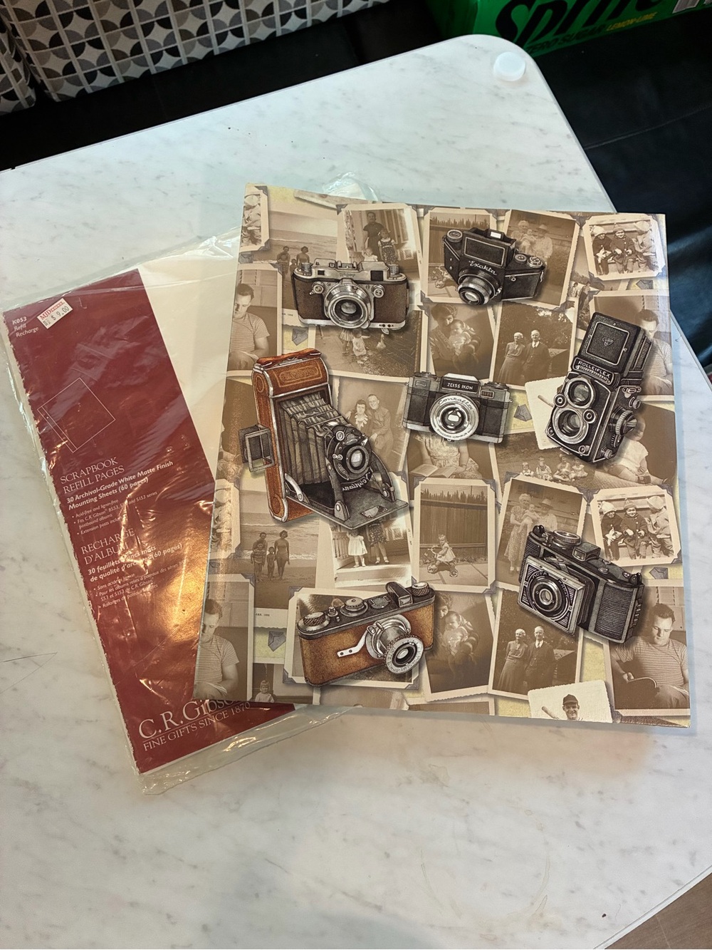 Gibson Vintage Camera Collage Scrapbook and refill Paper - Brown & Cream